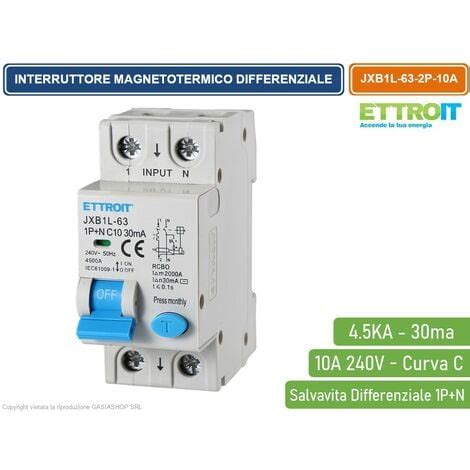 ETTROIT INTERRUTTORE MAGNETOTERMICO DIFFERENZIALE SALVAVITA PER BARRA