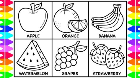 How To Draw Fruit For Kids 🍏🍊🍌🍉🍇🍓fruit Drawings For Kids Fruit