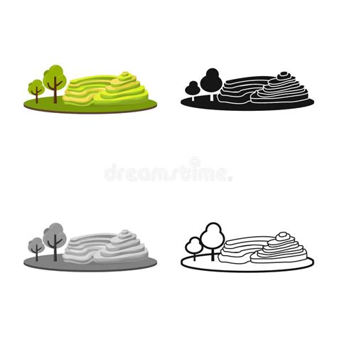 Vector Illustration Of Rice And Field Symbol Collection Of Rice And