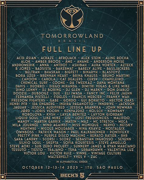 Tomorrowland Brasil 2023 Lineup R Tomorrowland