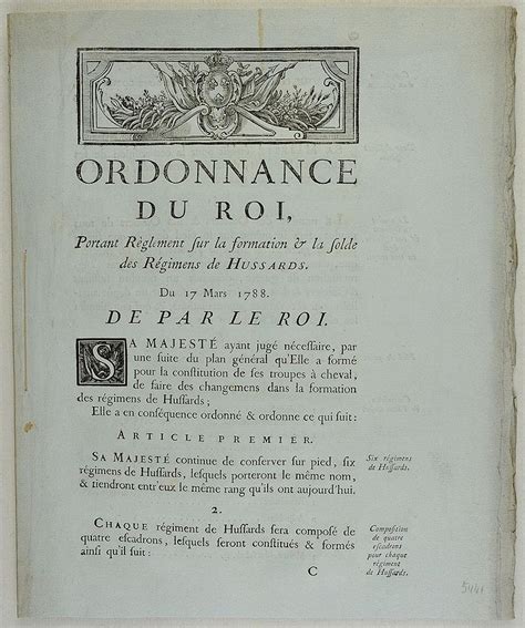 Ordonnance Du Roi Portant R Glement Sur La Formation La Solde Des