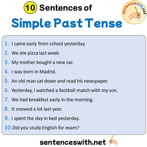 Examples Of Simple Past Tense Sentences Simple Past Tense Hot Sex Picture