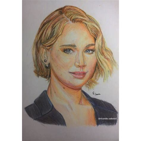 Jennifer Lawrence Draw Colored Pencil Realistic