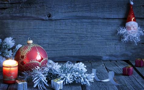 Fondos de pantalla rojo madera Velas Adornos navideños Navidad