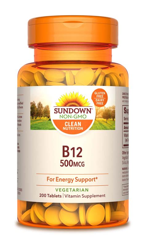 Sundown Naturals Vitamin B 12 500 Mcg 200 Tablets Walmart