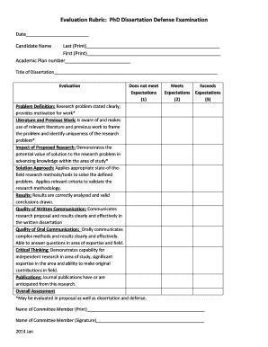 Rubrics For Title Defense Fill Online Printable Fillable Blank