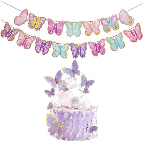 Amazon Butterfly Happy Birthday Banner Happy Birthday Sign Purple