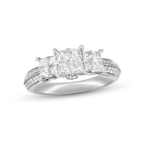 Previously Owned Diamond Engagement Ring 1 Ct Tw Princess And Round Cut 14k White Gold Kay Outlet