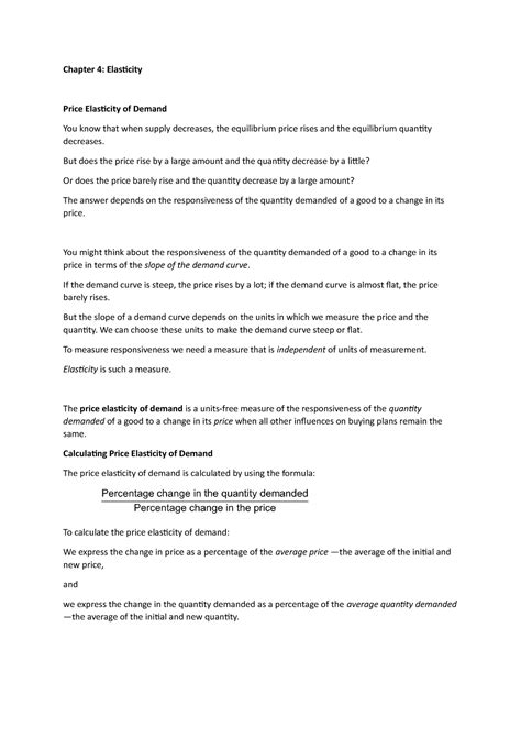 E Chapter Notes Chapter Elasticity Price Elasticity Of Demand