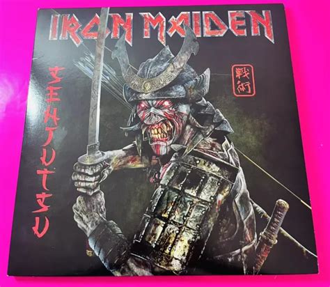 IRON MAIDEN SENJUTSU Red Black Marble Triple Vinyl Used 44 23