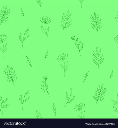 Flowers Seamless Pattern Hand Drawn Doodle Vector Image