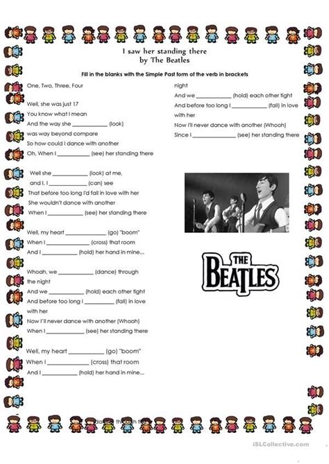 Past Simple Song By The Beatles English ESL Worksheets For Distance