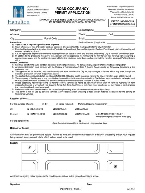 Hamilton Road Occupancy Permit 2013 2024 Form Fill Out And Sign