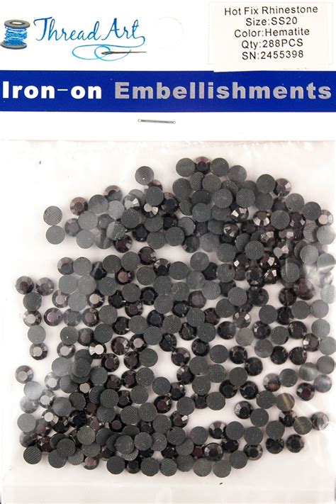 Hot Fix Rhinestones By Threadart SS20 5mm Hematite 2 Gross 288 Stones Pkg Hotfix 5