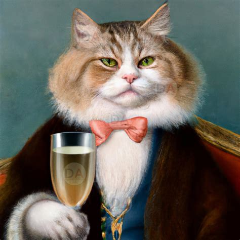 Cat Drinking Wine Print Fun Cat Wall Art Feline Fine Drinking Wine