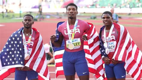 Kerley leads U.S. sweep in men's 100m final at athletics worlds as De ...