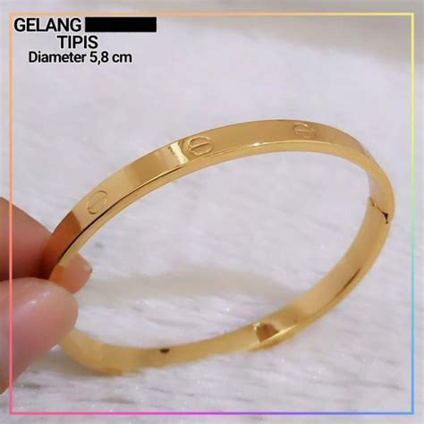 Jual Xuping Perhiasan Lapis Emas Gelang Polos Ukir Shopee Indonesia