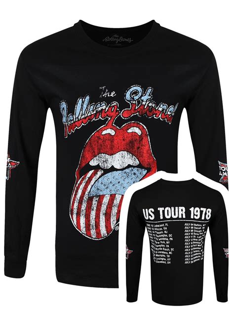 Rolling Stones Tour 78 Mens Black Long Sleeve T Shirt Black Long