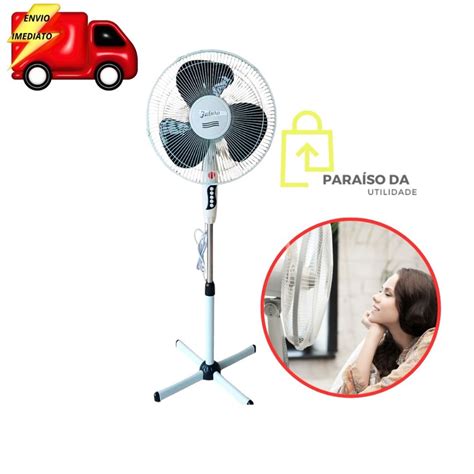 Ventilador Pedestal Coluna 40cm Altura Maxima 130cm 50w Preto Branco