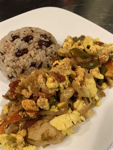 Homemade Salt Fish And Ackee With Jamaican Rice And Beans Rfood