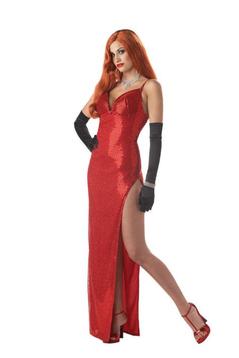 J53 Jessica Rabbit Costume Red Screen Sinsation Movie Star Halloween Fancy Dress Ebay