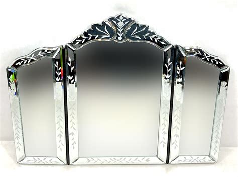 Bid Now Vintage Etched Tri Fold Vanity Mirror May 6 0122 10 00 AM MST