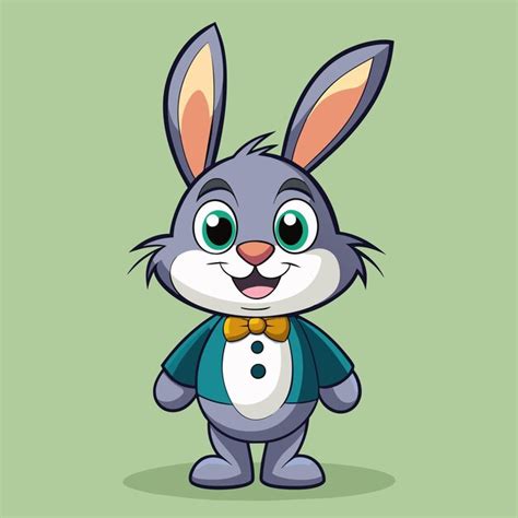 Premium Vector A Cartoon Rabbit With A Bow Tie And A Green Background