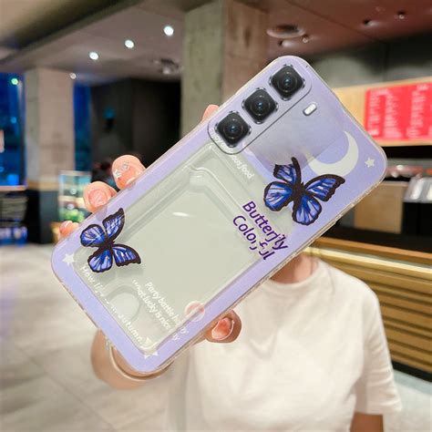 For Infinix Hot Pro Case Card Holder Wallet Butterfly Tulip Transparent Soft Case For
