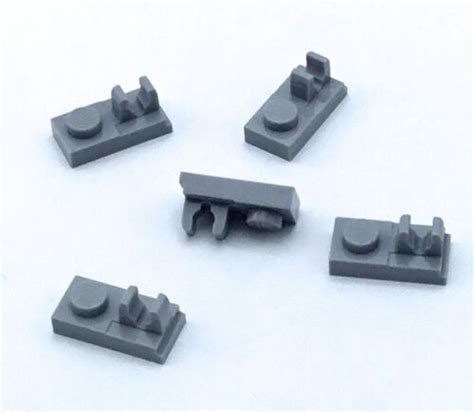 Lego 5 New Light Bluish Gray Plates Modified 1 X 2 With Clips On Top EBay