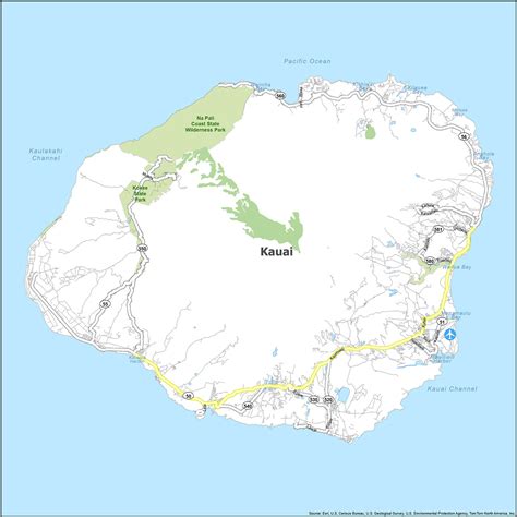 Kauai Printable Map