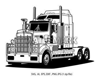 Semi Truck Kenworth T Svg Ai Eps Png Etsy