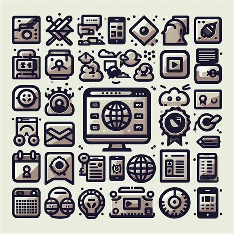 Una Ilustración Vectorial De Los Iconos De Diseño Web Más Utilizados De Tres Tamaños Imagen