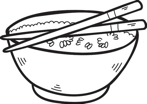 Premium Vector Hand Drawn Rice Bowl And Chopsticks Chinese And