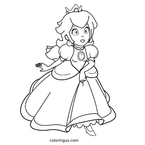 Super Mario Peach Coloring Page Coloringus