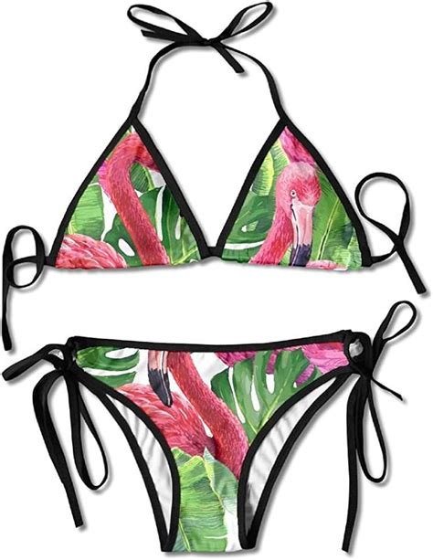 Beachwear Pink Flamingo Bikini Womens Summer Swimwear Triangle Top