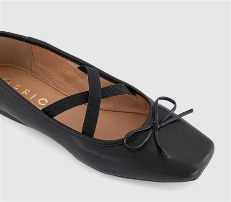 office fate elastic cross strap square toe ballerina flats black flat