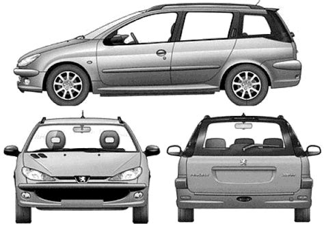 2006 Peugeot 206 Wagon Blueprints Free Outlines