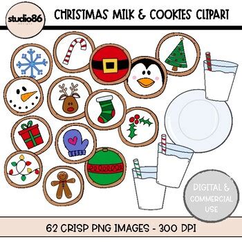 Christmas Milk & Cookies Clipart {Studio 86 Designs} by Studio 86 Designs