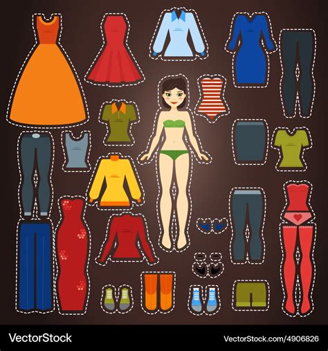 Cute Dress Up Paper Doll Body Template Royalty Free Vector