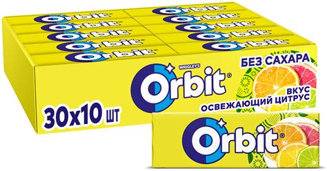 Жевательная резинка Orbit Освежающий цитрус, без сахара 13.6 г, 30 шт ...