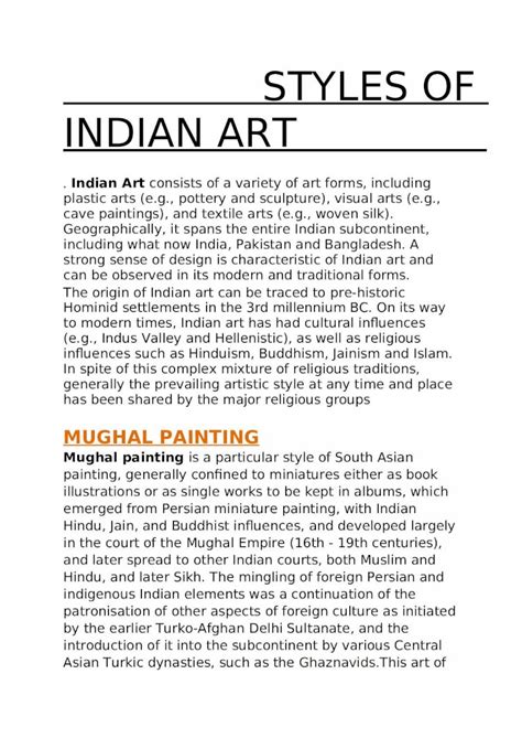 (DOCX) styles of indian art - DOKUMEN.TIPS