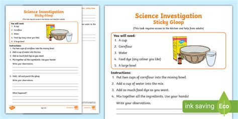 Sticky Gloop Science Experiment and Prompt Card Pack