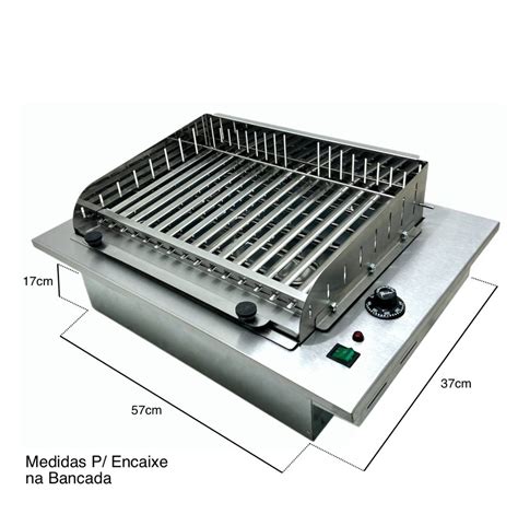 Churrasqueira Grill El Trica Inox X Cm De Embutir Bancada C Grelha