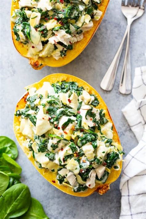 Chicken Spinach Artichoke Spaghetti Squash Paleo Whole30