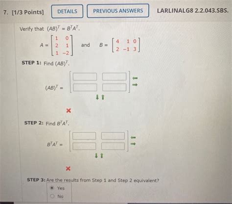 Solved Points Details Previous Answers Larlinalg Chegg