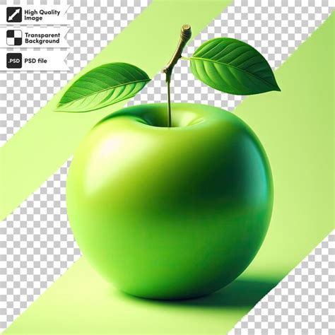 Premium Psd Psd Green Apple With Leaf On Transparent Background