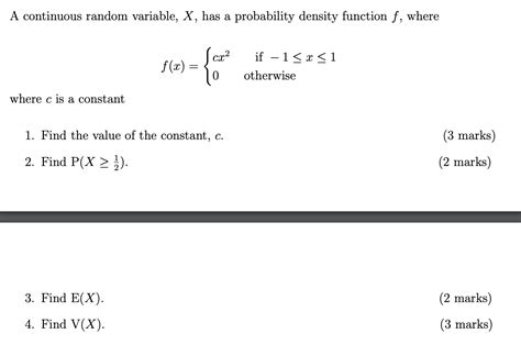 Solved A Continuous Random Variable X Has A Probability