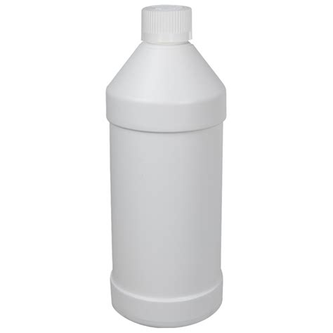 32 Oz White Hdpe Modern Round Bottle With 28410 White Ribbed Crc Cap With F217 Liner Us