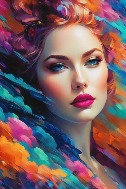 Premium Photo Painting Of A Woman With Red Hair And Blue Eyes