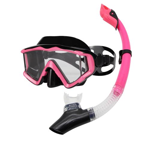 Aqua Dive Safe Breathing System Snorkel Set 180 Panoramic Viewing Anti ...